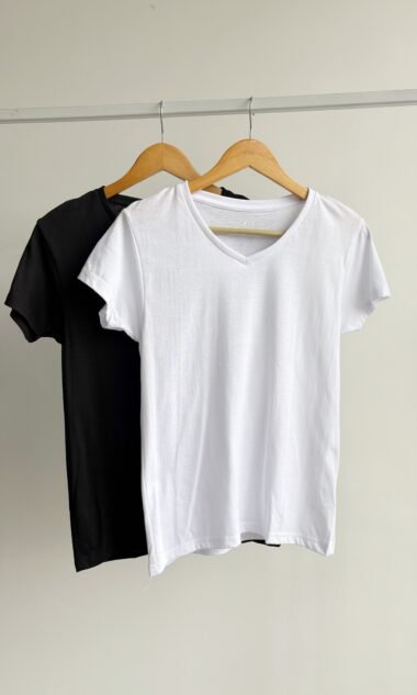 (IV) Remera Escote V de Algodón Imp.