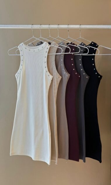 (MAV1T) Vestido Morley Algodon Deportivo Con Tachas (SS26)