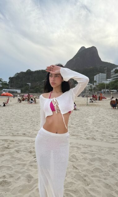 (IM3307) Conjunto Tejido Cardigan Pollera