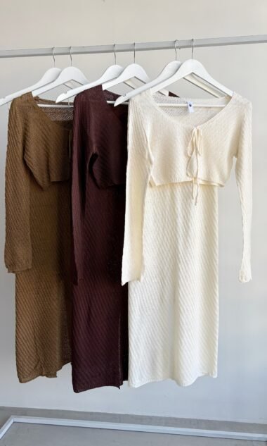 (IM3307) Conjunto Tejido Cardigan Pollera