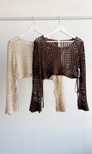 (IM2130) Top Tejido Playero Manga Larga