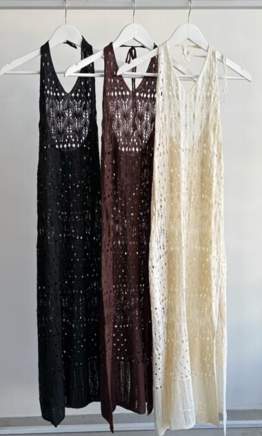 (IM4270) Vestido Largo Tejido Halter