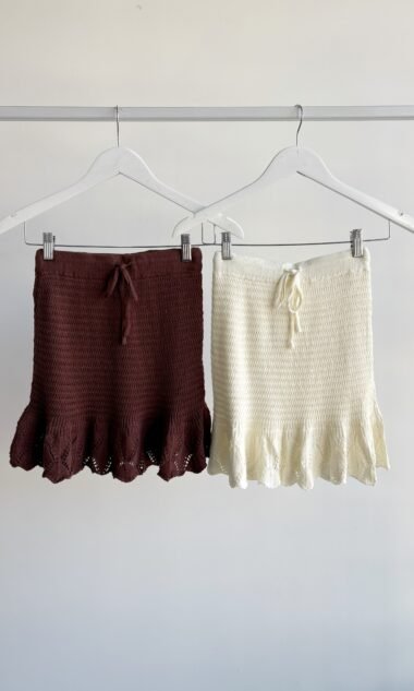(IM3024) Pollera Tejida Mini Volados