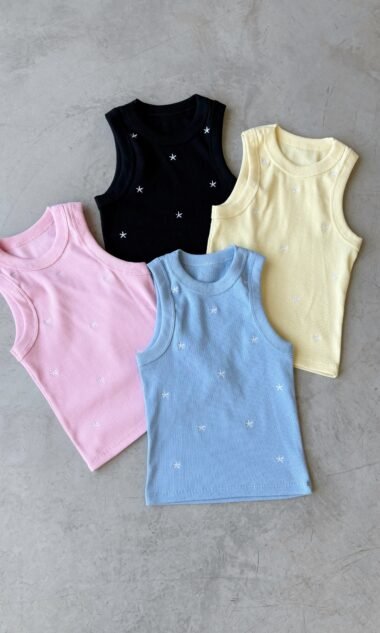 (MAM4B) Top Musculosa Deportivo Morley Algodón Bordado - Estrella (SS26)