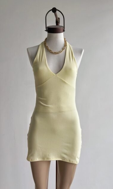 (HV3) Vestido Corto Halter Con Tiras Hermes