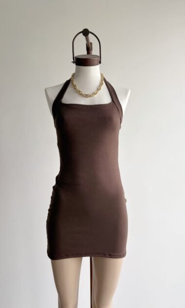 (HV4) Vestido Hermes Halter Corto Una Tira