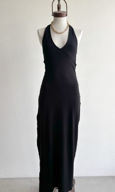 (HV5) Vestido Largo Halter Con Tajo Hermes