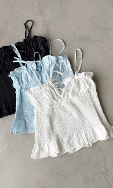 (IM3020) Top Cotton Fruncido Con tiras