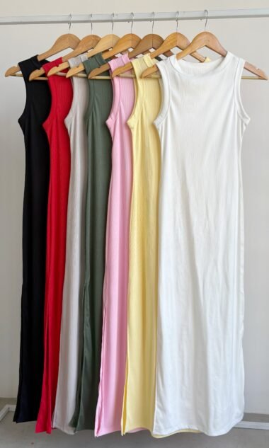 (SMV3) Vestido Largo Morley Soft Cuello Bote Tajo