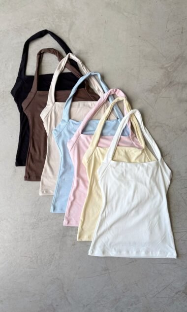(HT2) Top Halter Escote Recto Hermes