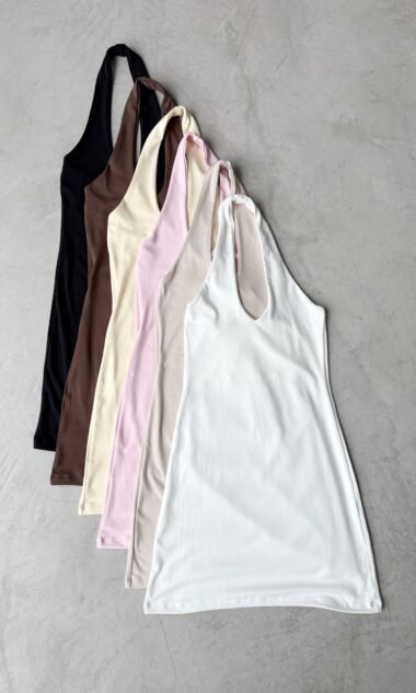 (HV6) Vestido Hermes Corto Halter Cuello Entero