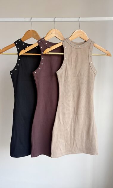 (MAV1T-2) Vestido Morley Algodon Deportivo Con Tachas (FW26)