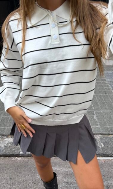 (IM3019-2) Pollera Mini Tableada Tiro Bajo Karol (FW26)