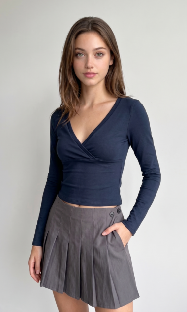 (HR15) Remera Escote V Cruzado Hermes (FW26)