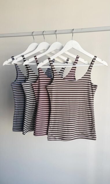 (RST4) Musculosa Tiritas Largo Doble Frente y Dorso Soft Rayado (SS27)