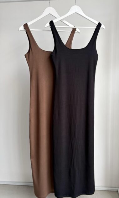 (HV8) Vestido Largo Cuello Cuadrado con Vista (SS27)