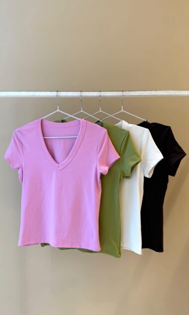 (HR24-2) Remera Basica Guia Ancha Escote en V (Nuevos Colores)